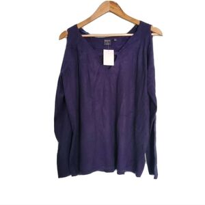 NWT Devotion By Cyrus Blue Cold Shoulder Sweater